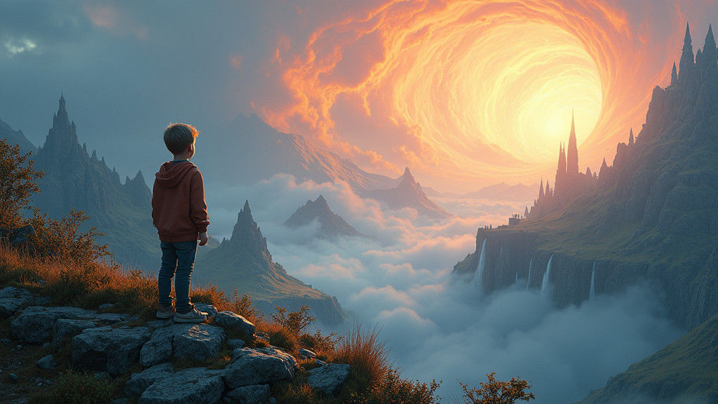 Youthful Explorer Contemplates Majestic Landscape