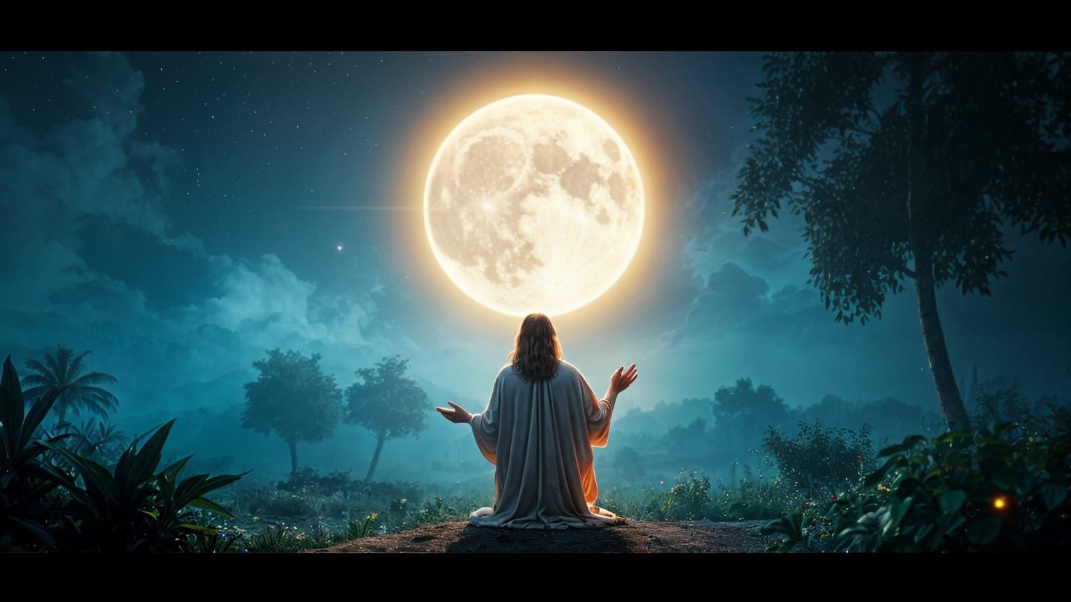 Jesus Christ Praying in Tron Legacy Style