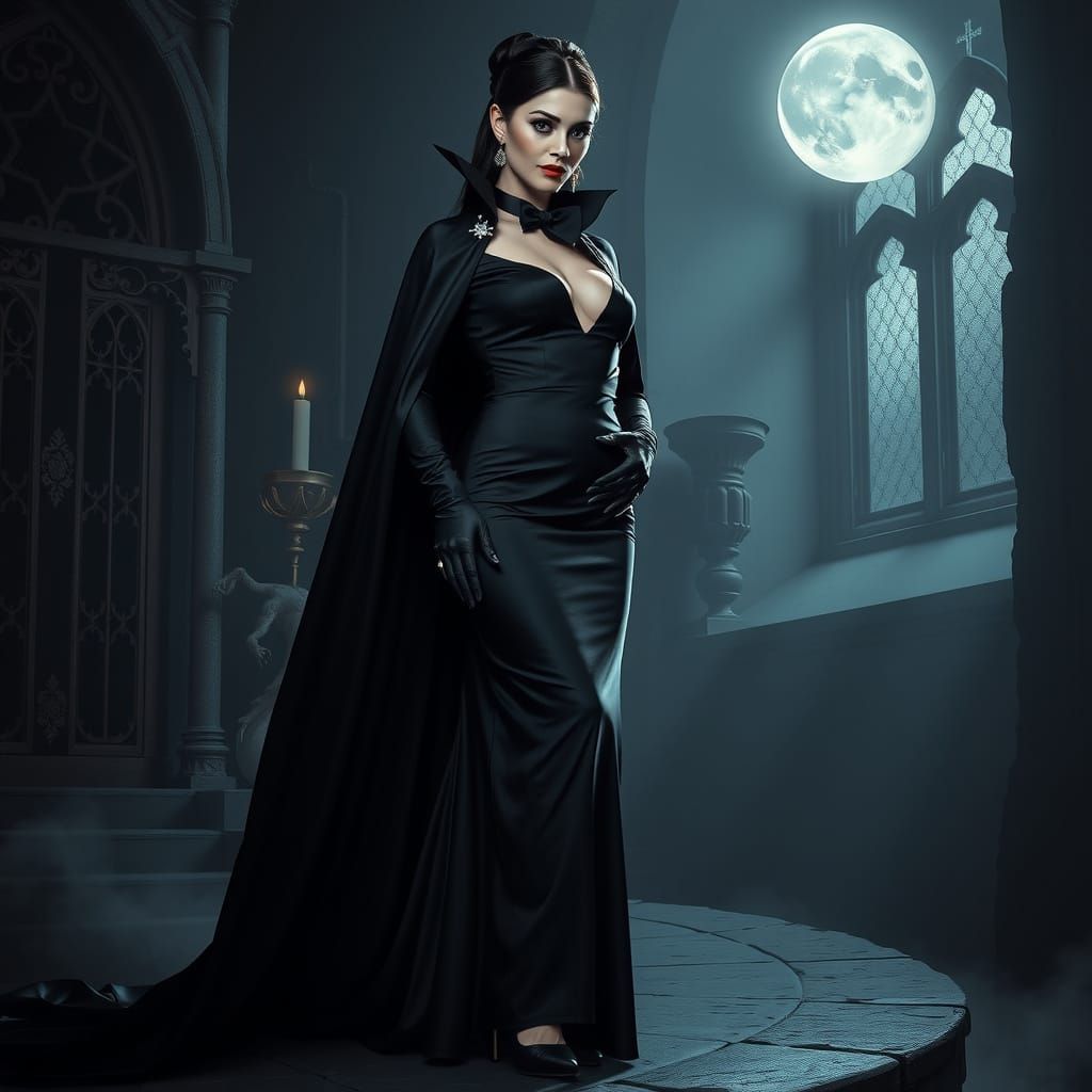 Seductive Vampire Countess in Dark Elegance