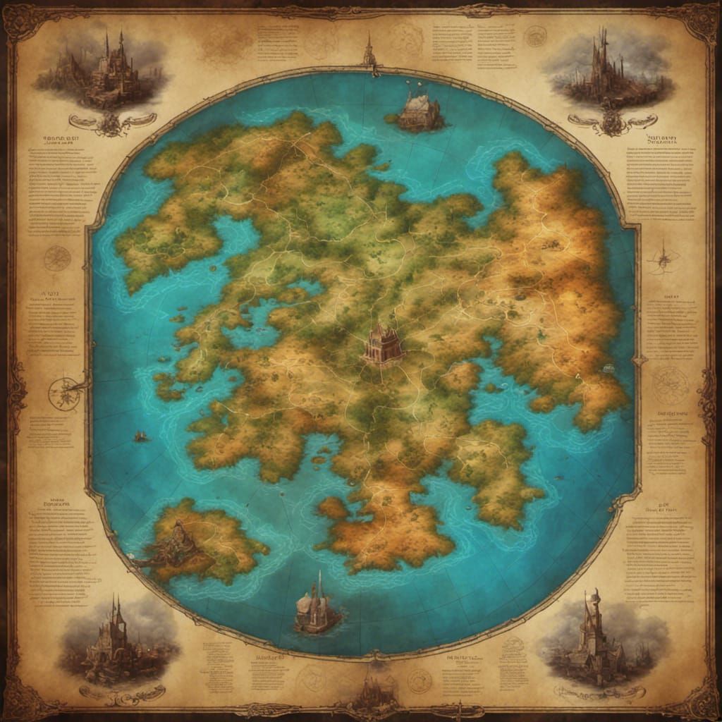 Fantasy World Map: Arcane Exploration in 4K