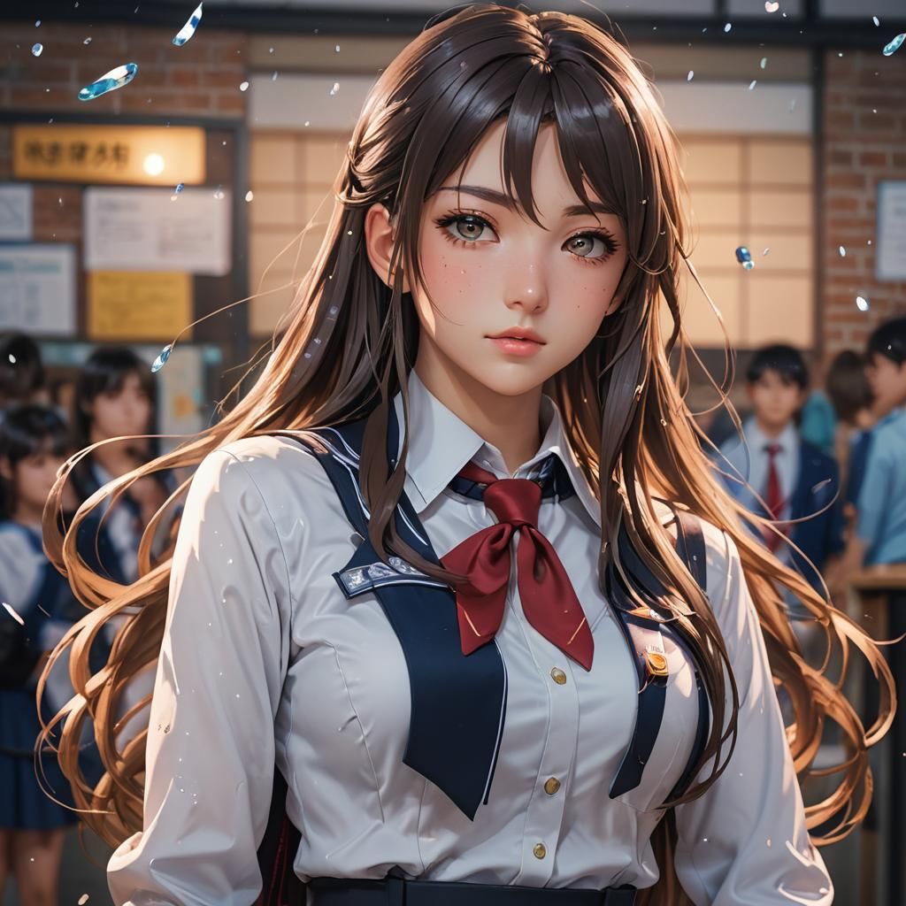 Anime Girl Portrait in Hyper-Realistic 3D Style