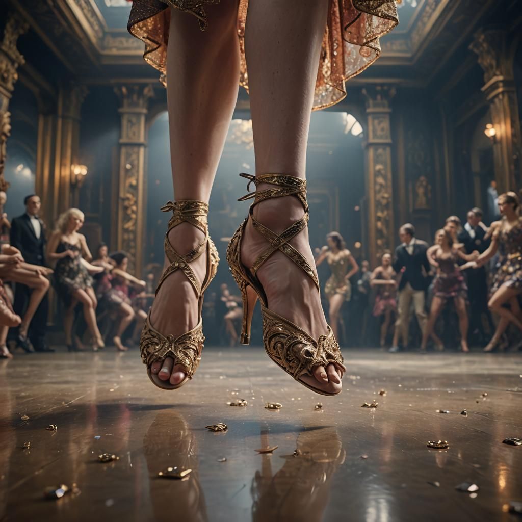 Dramatic Close-Up of Dancer's Feet in Digital Painting