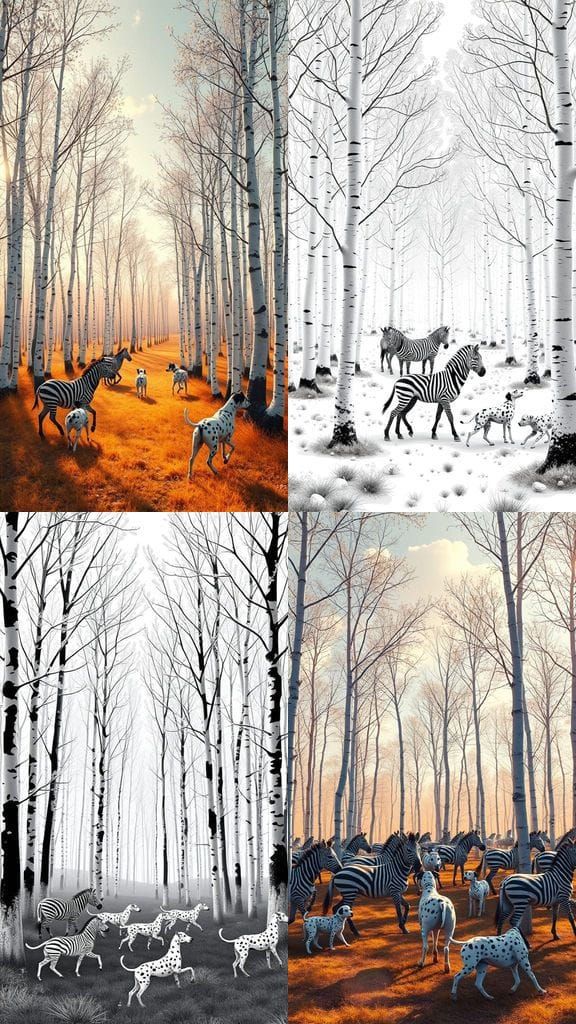 Realistic Paper Birch Forest with Black Outlined Leaves and ...