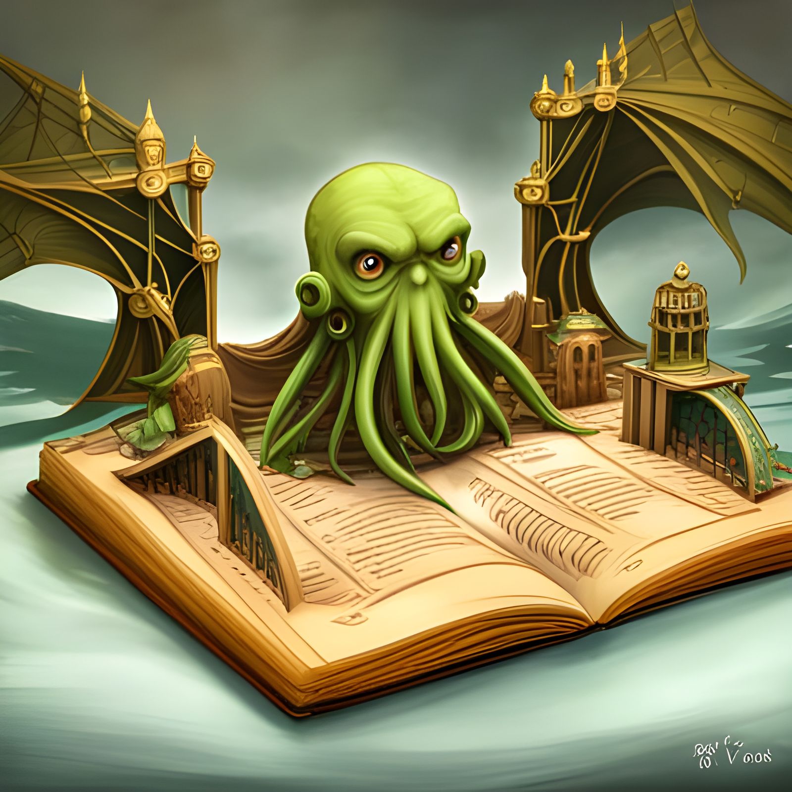 Cthulhu in 3D Pop-Up Book Style