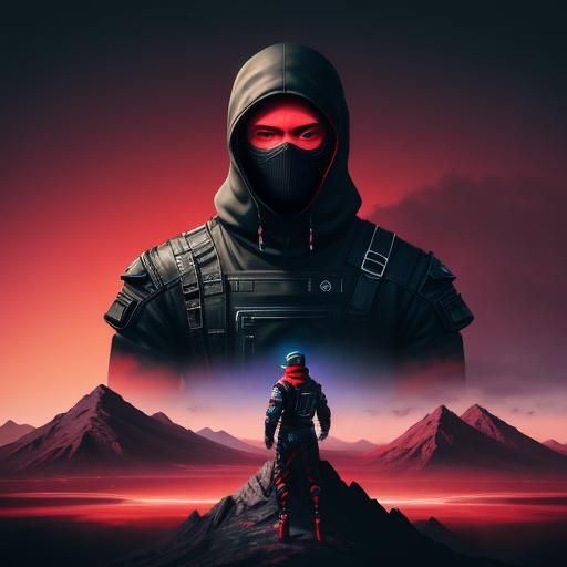 Man in Balaclava: Surreal Glitch Art Collage