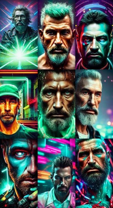 Demonic Energy Male Figure with Intense Expression