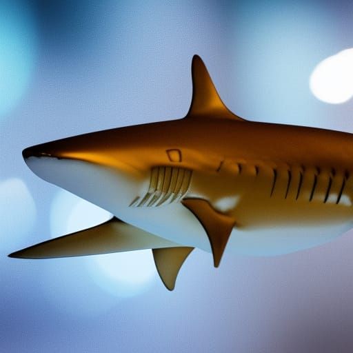 Icy Golden Shark in Professional Photography Style