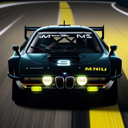 Retro Futuristic BMW M1 Neon Noir Illustration