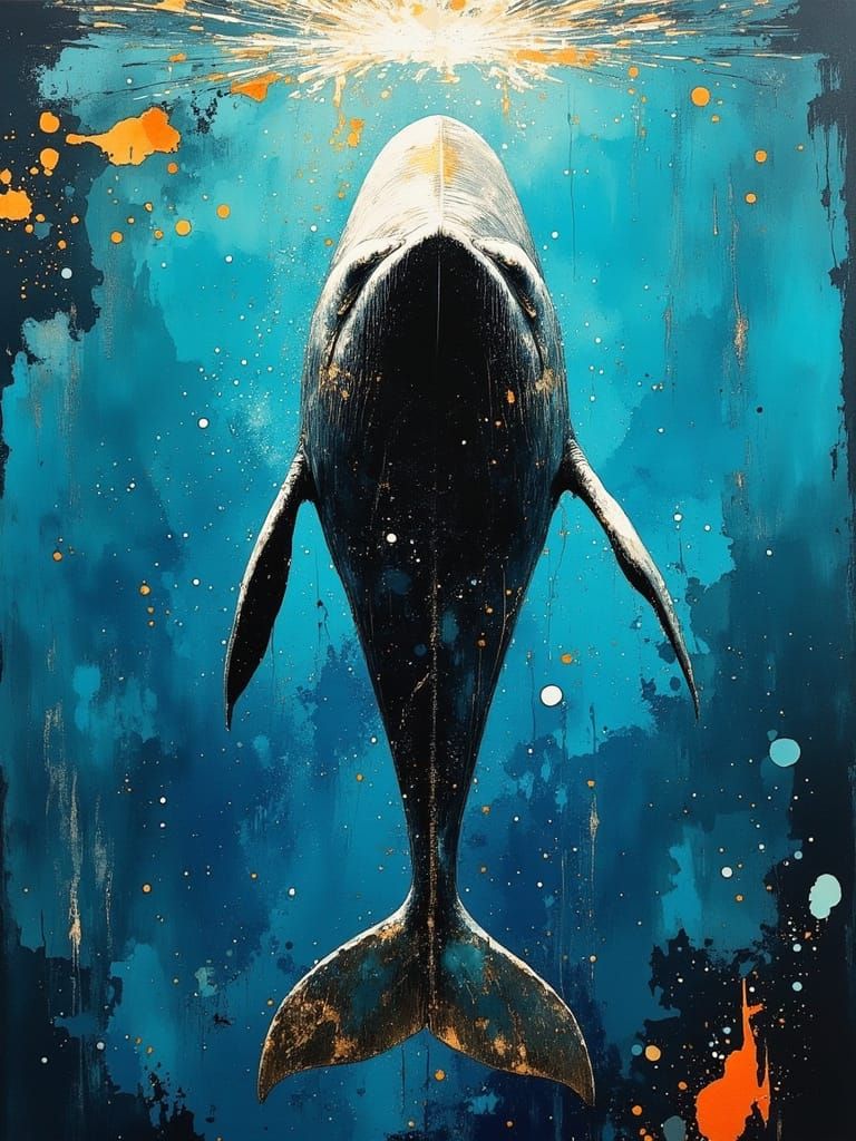 Sperm Whale in Graffiti Art Style