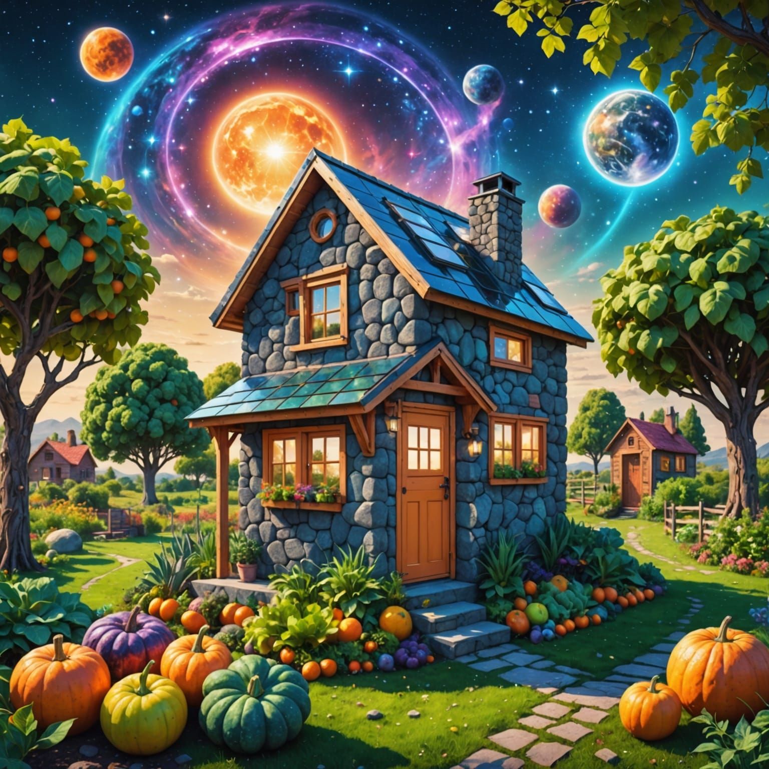 Cosmic Tiny Oasis in Vibrant Hues