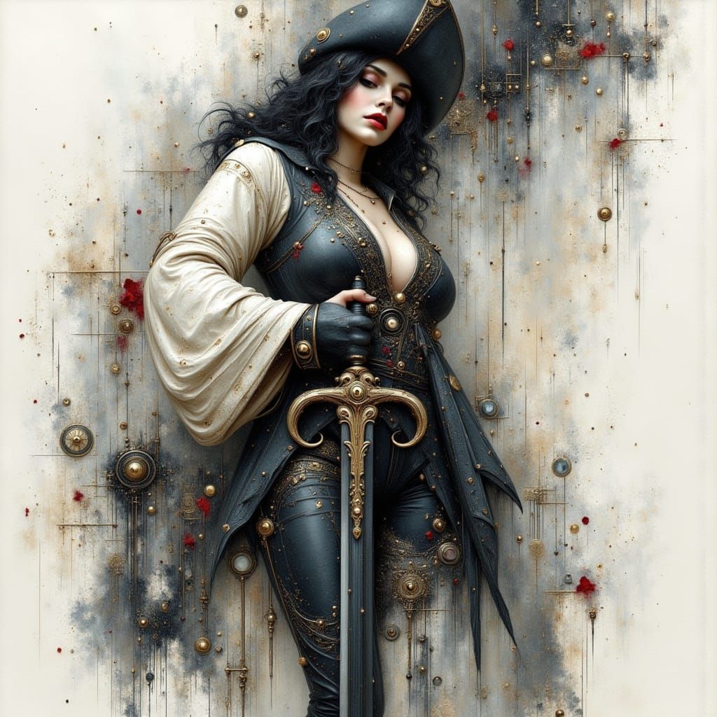 Pirate Sketch in Dark Gothic Romance Style