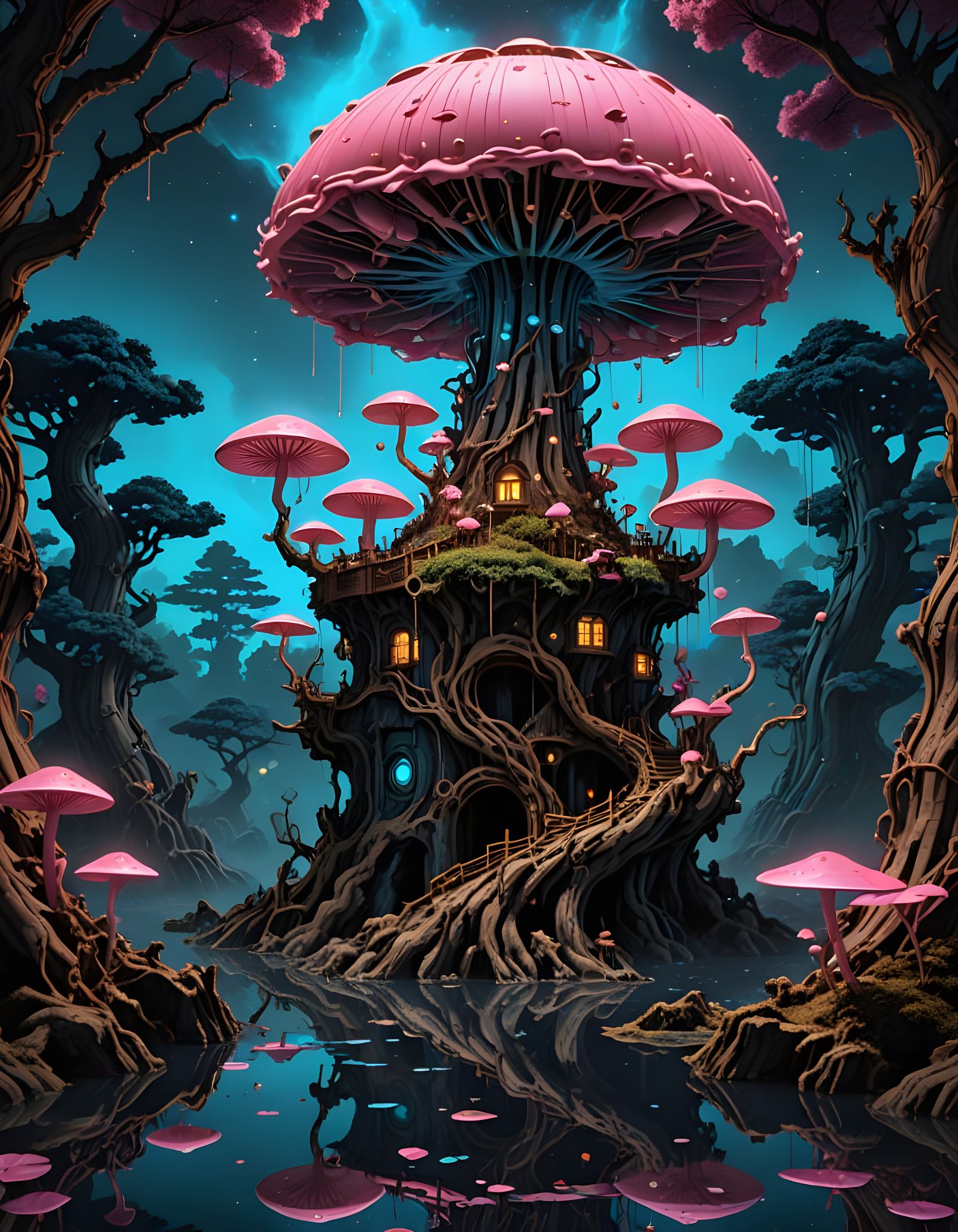 Steampunk Samurai Poet in Dreamlike Forest