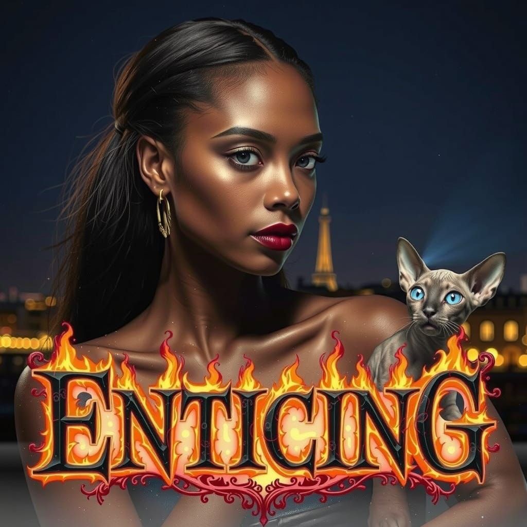 text "enticing" in 3D heavy extra bold, extra thick, ornate ...