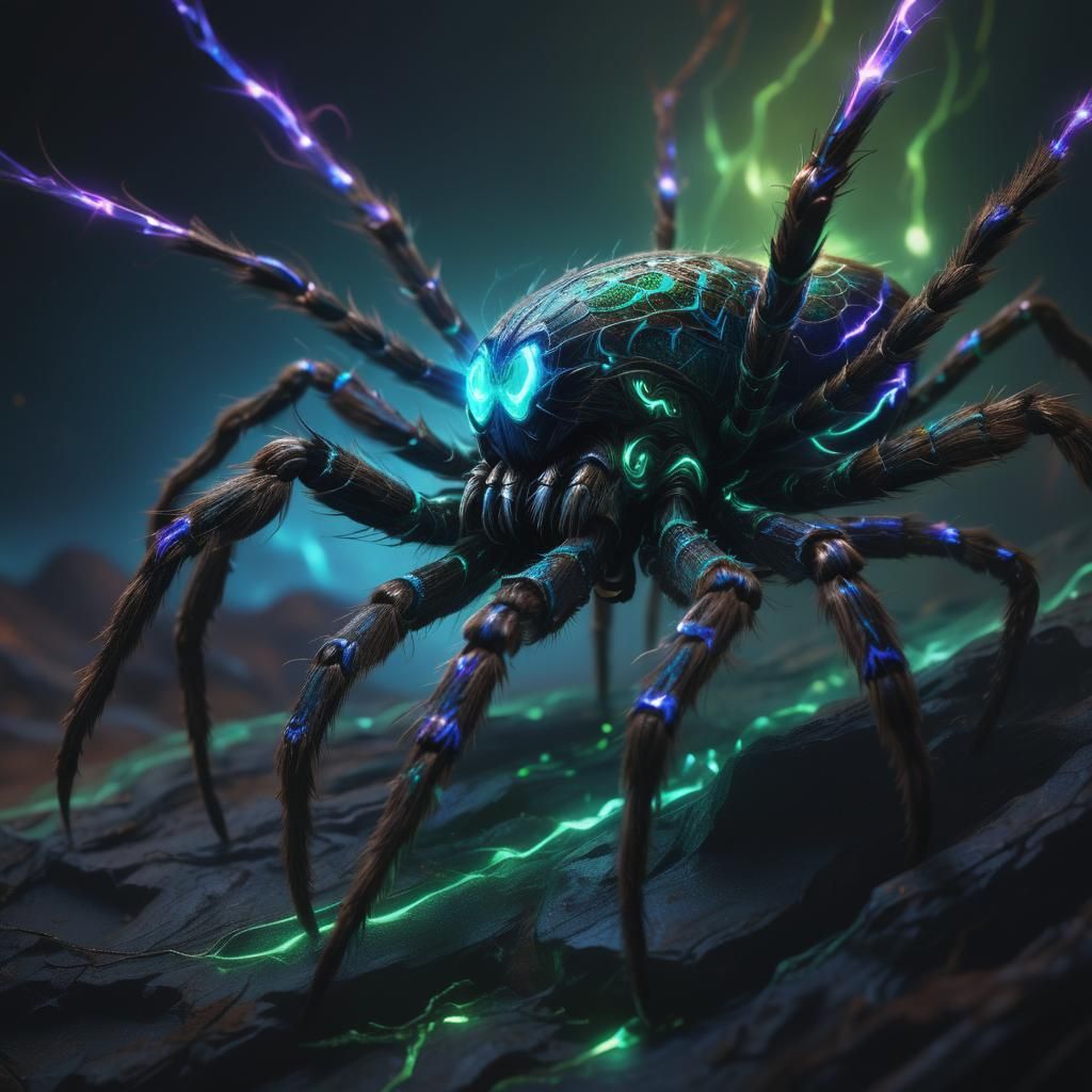 Bioluminescent Space Spider Concept Art in Unreal Engine 5