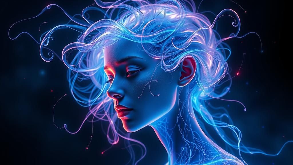 Ethereal Plasma Being in Futuristic Art Nouveau Style