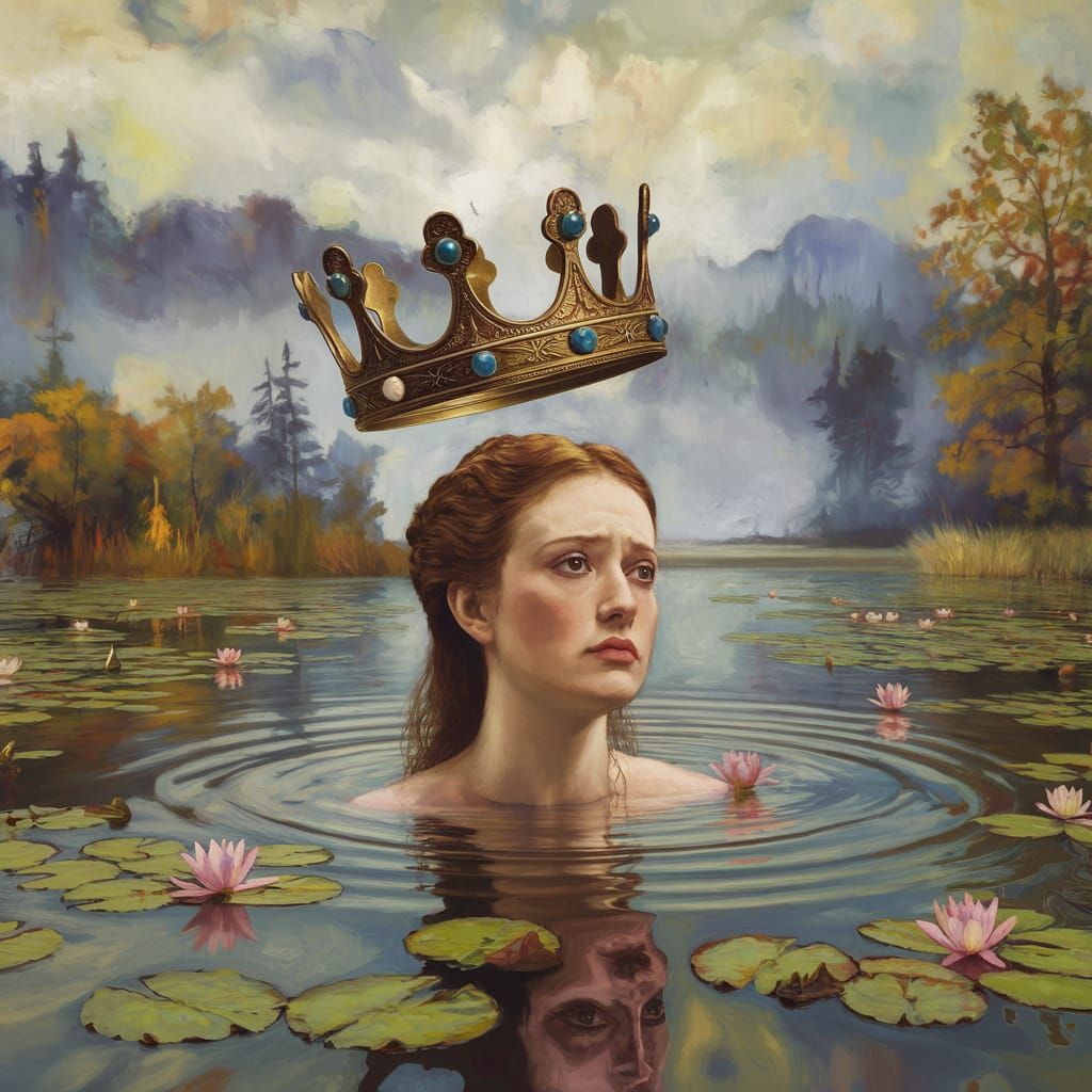 Sad Empress Tarot Card in Waterhouse Style