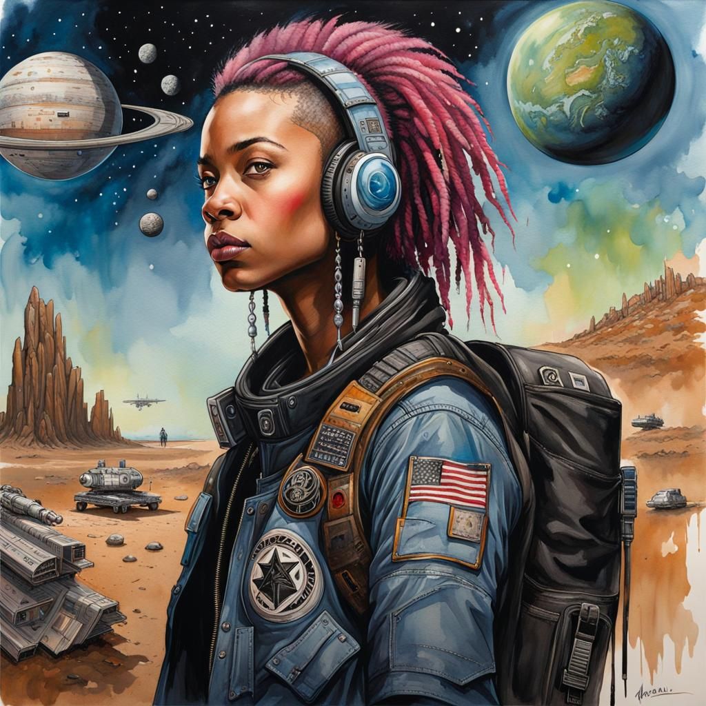 Martian Space Cadet Portrait in Galactic Funk Style