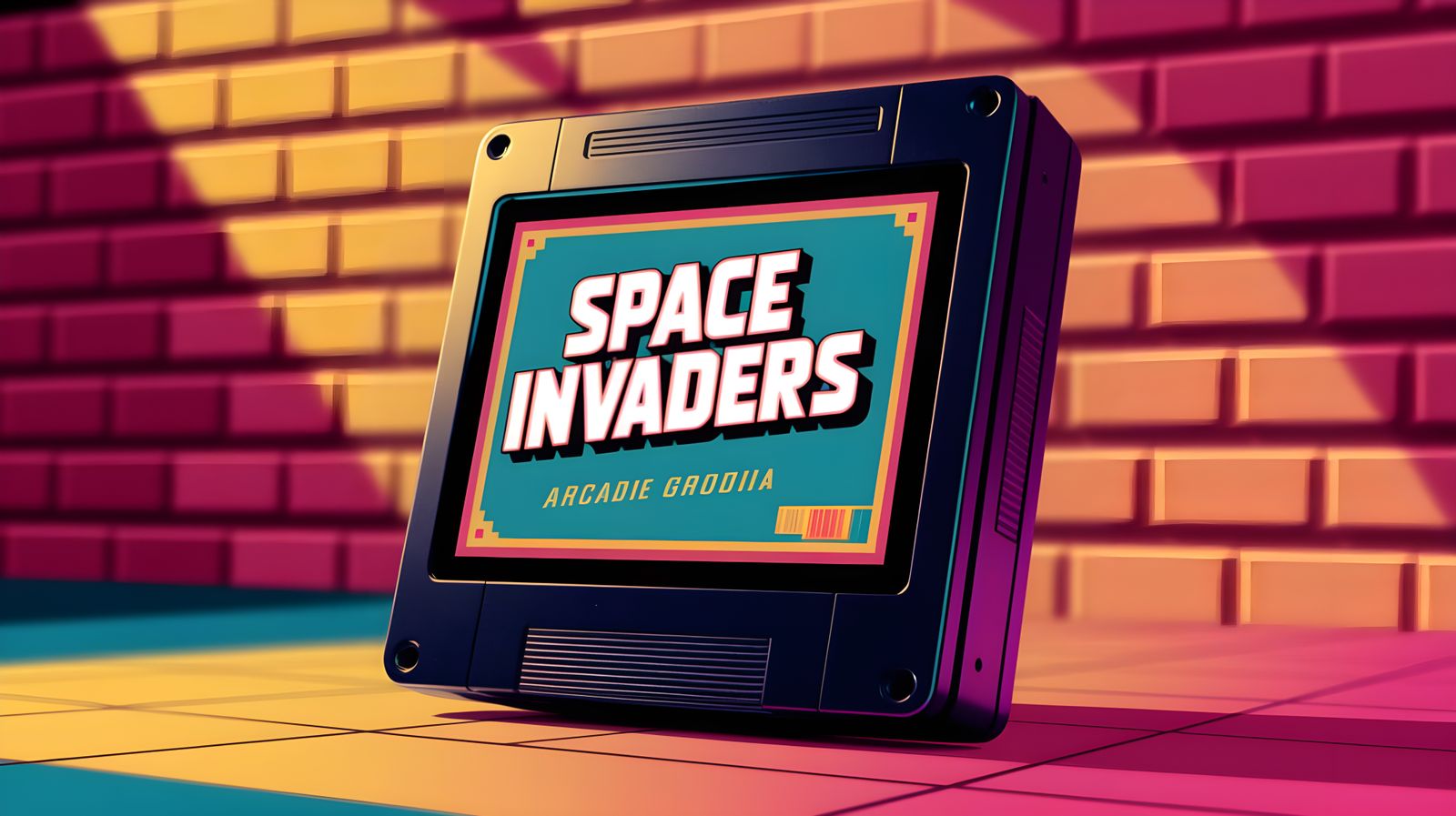 Pop Art Photo of Vintage Space Invaders Game Cartridge