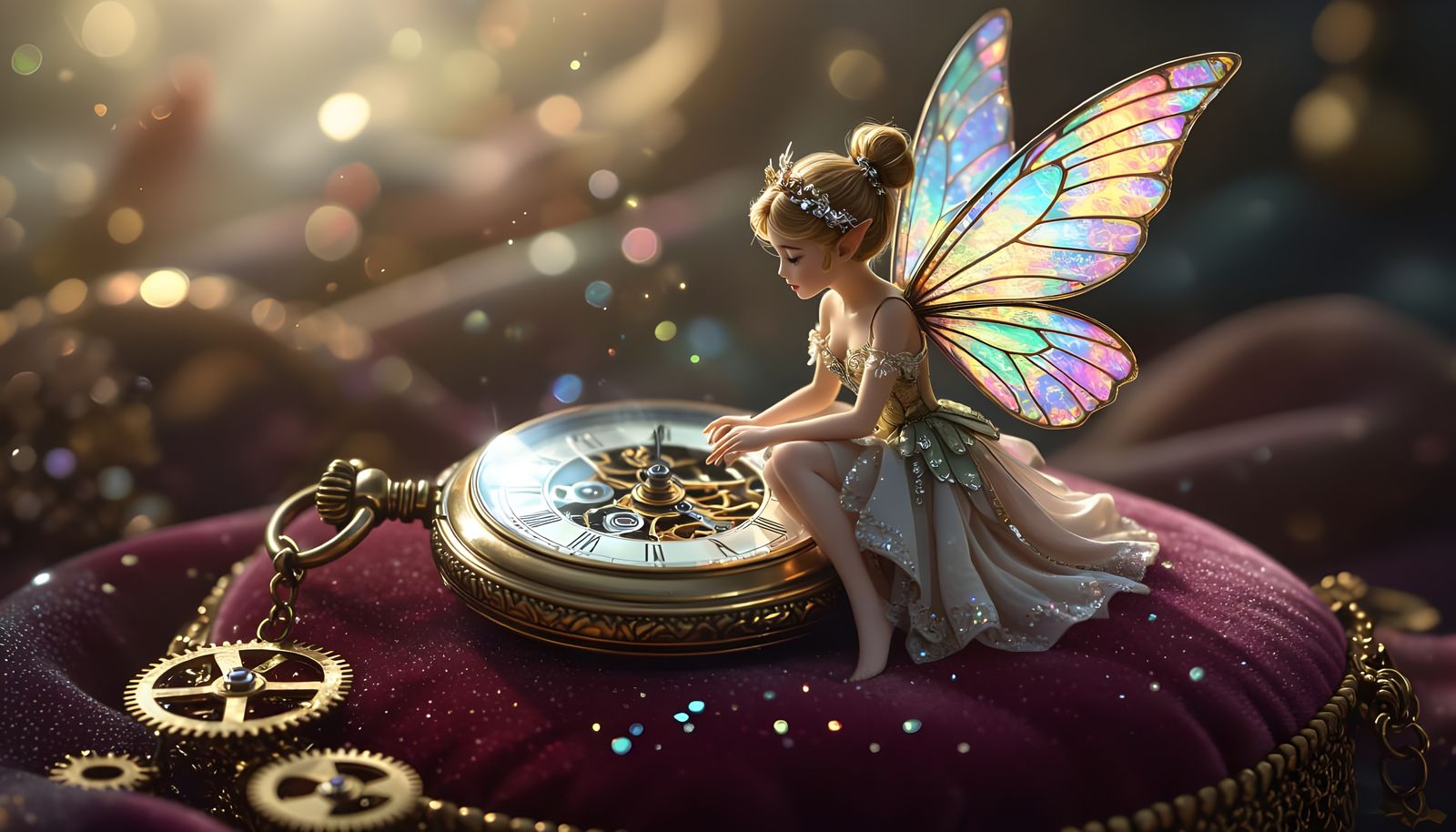 Fairy Discovering Time Mechanism: Digital Art