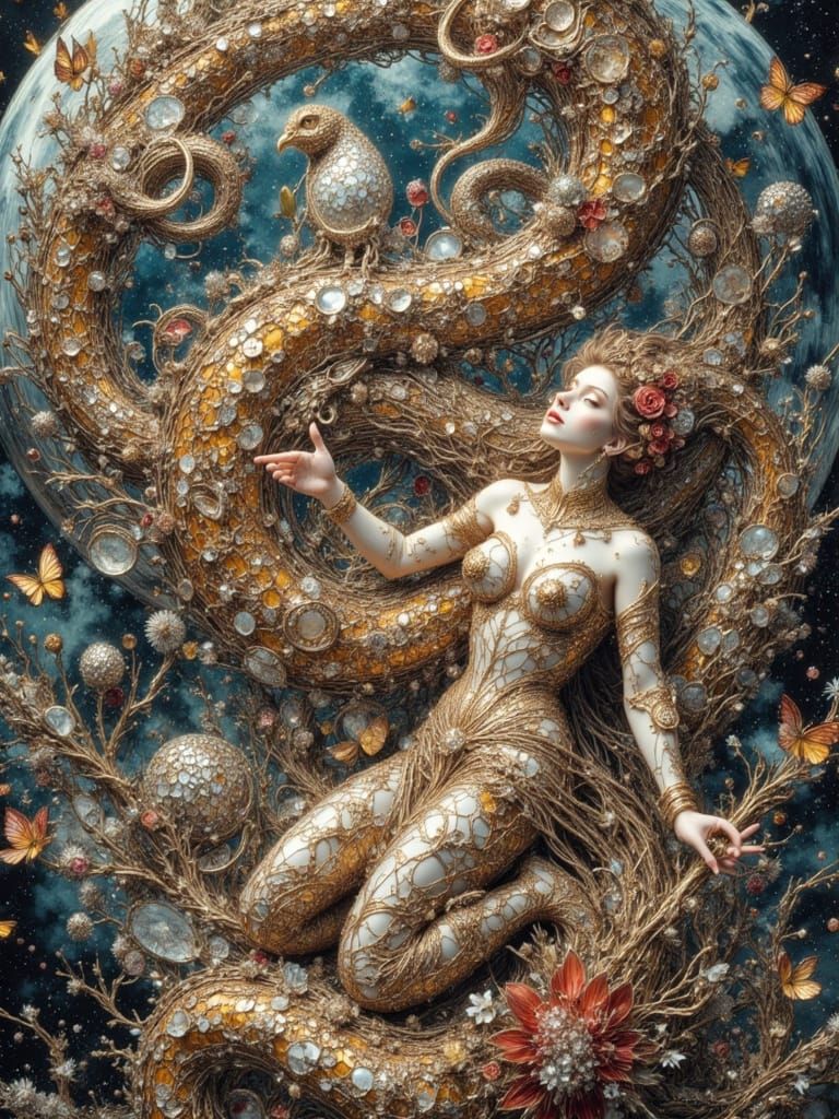 Abstract Fusion of Ancient and Future Worlds