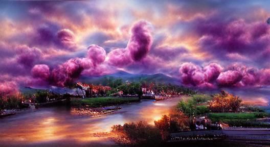 Glowing Purple Sunset Matte Painting