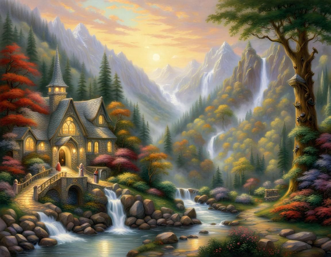 Rivendell in Kinkade Style