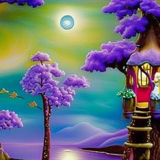 Gnome Wedding in Treehouse, Ethereal Fantasy Art