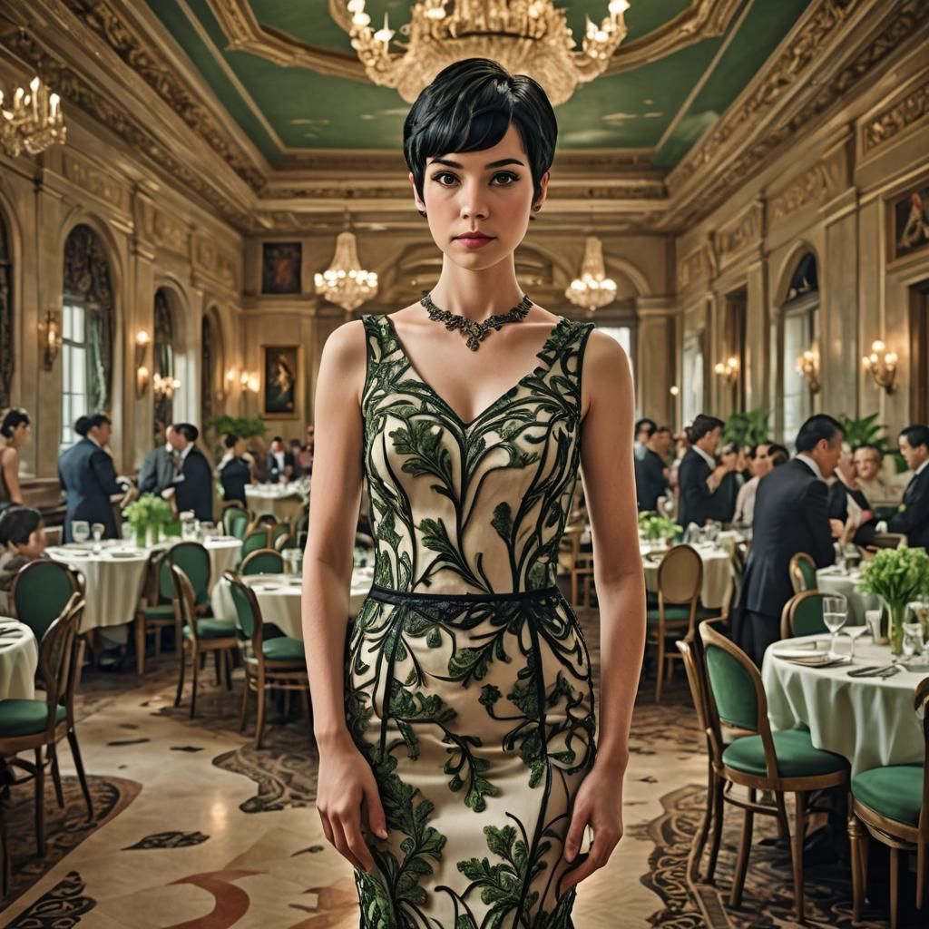 Alfredo Dress in Ballroom: Hyperrealistic Image