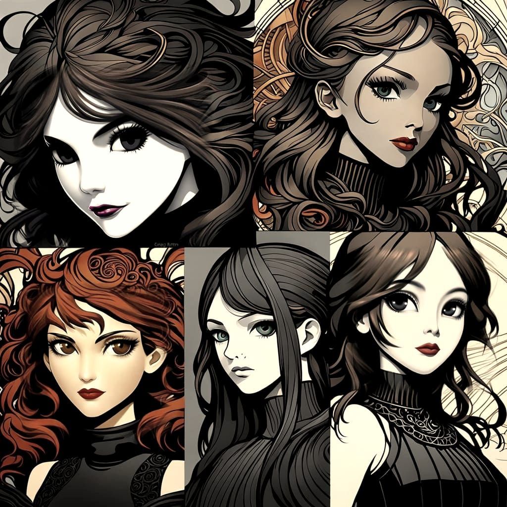 Portrait of a Girl in Art Nouveau Style