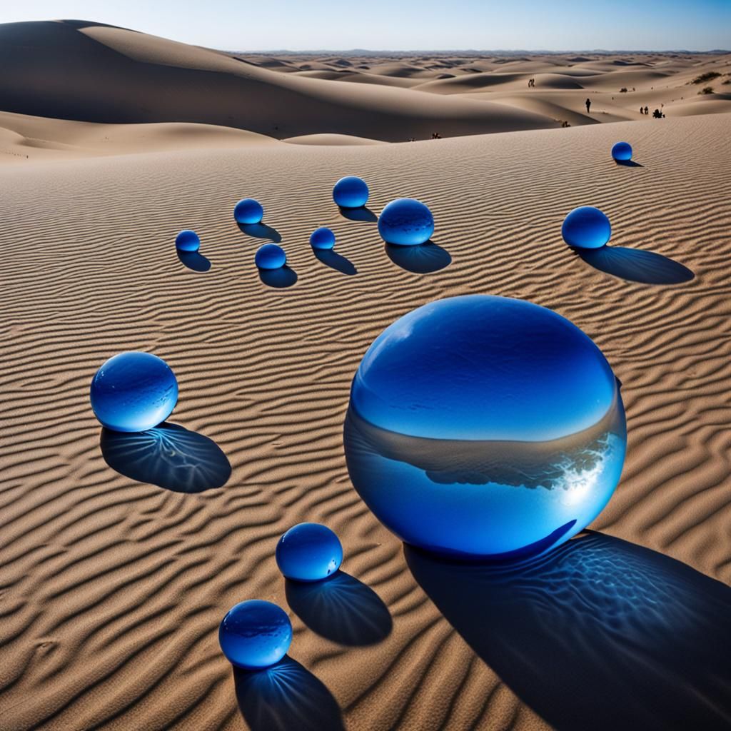 Surreal Water Bubbles in Desert Dunes
