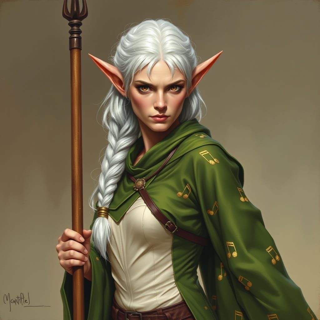 Elf Woman Spear Dancer in Science Fantasy Style