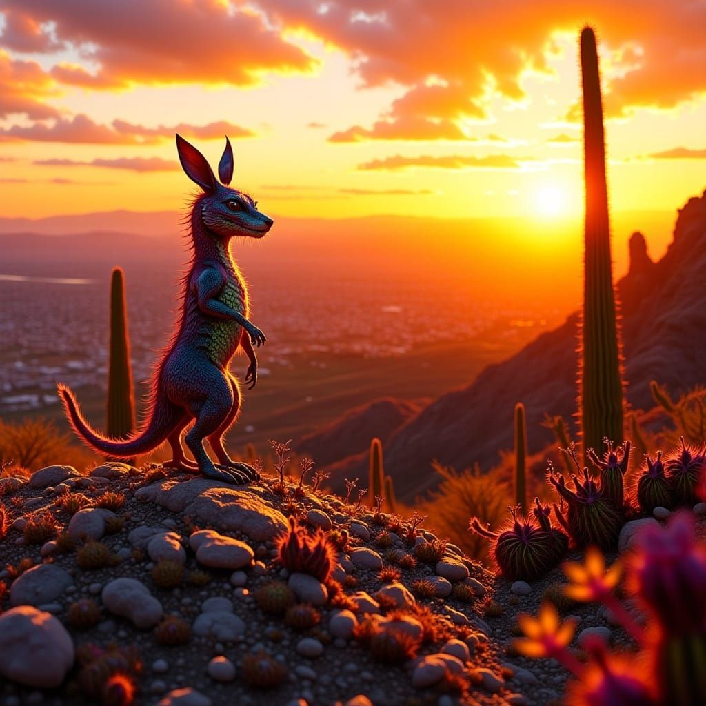 Desert Jackass Cryptid at Sunset, Double Exposure