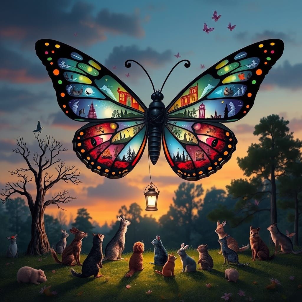 Surrealist Butterfly Illuminates Dreamscape Gathering