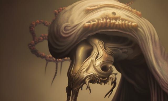 Eldritch Renaissance Monster with Oni Mask