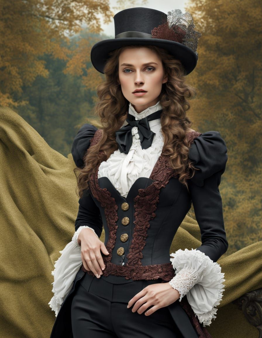 Neo-Victorian Portrait: Man in Top Hat and Corsetry