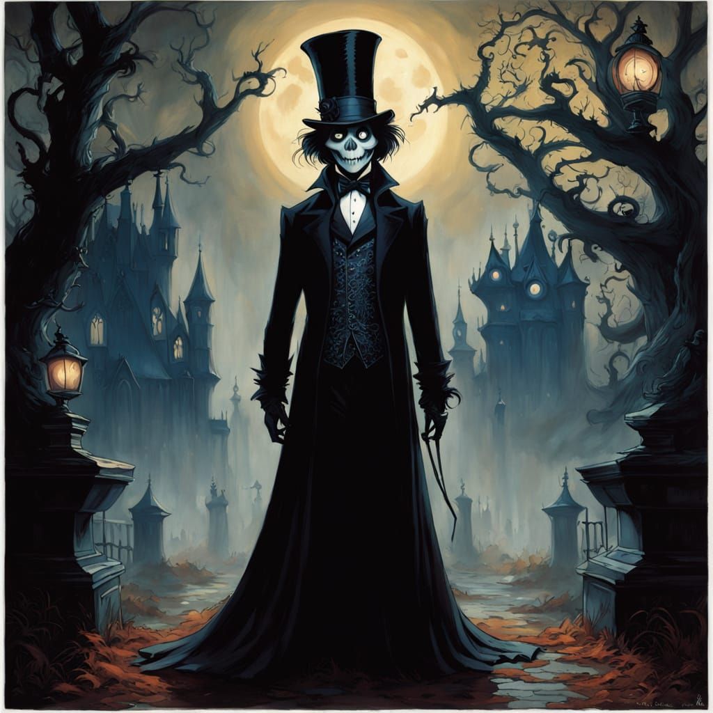 Gothic Haunted Mansion Scene Unveils Hitchhiking Ghost