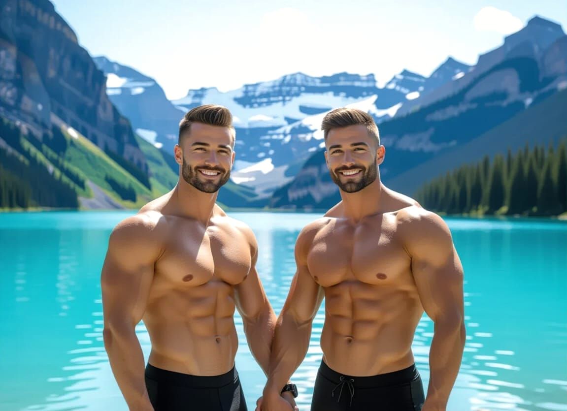 Gay Couple at Lake Louise: A Romantic Landscape