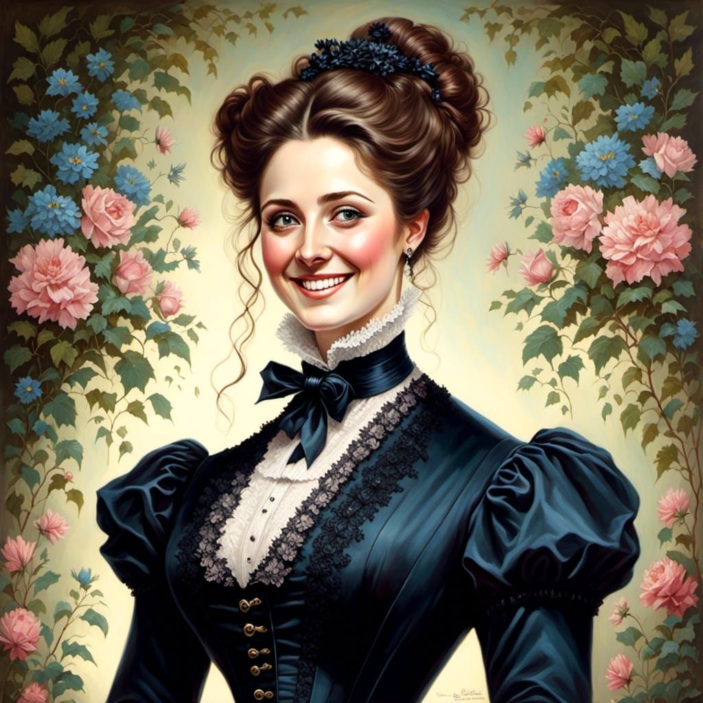 Elegant Victorian Woman Portrait with Gentle Smile