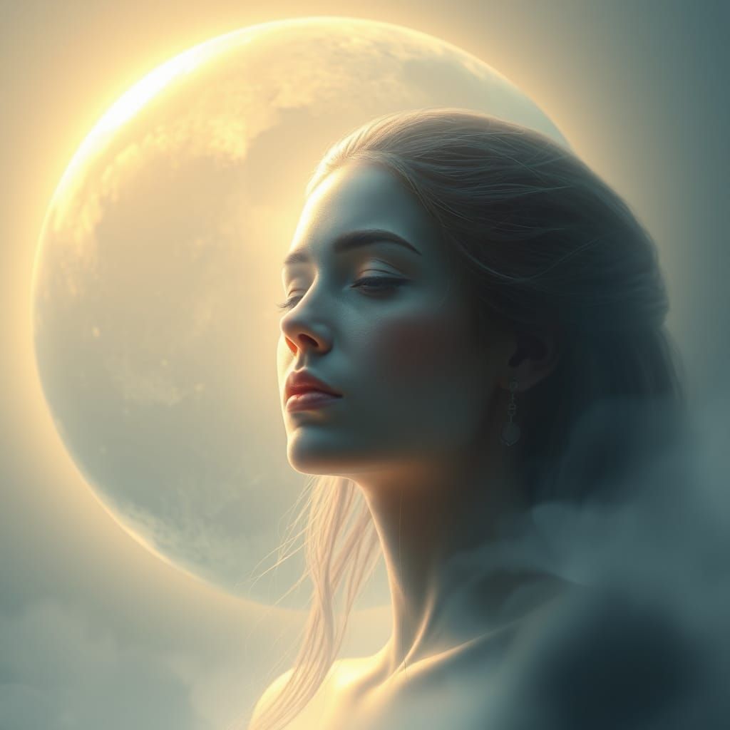 Goddess of the Moon in Atmospheric Digital Painting