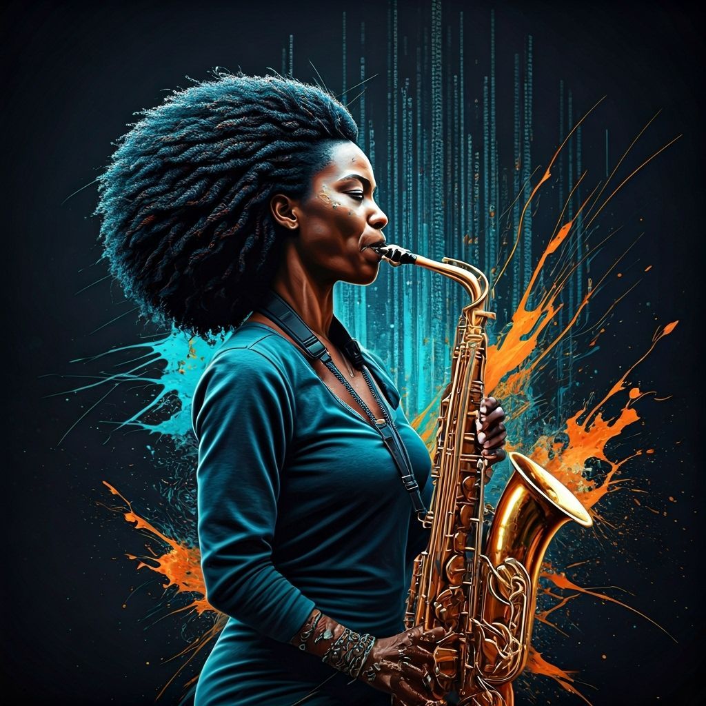 Black Female Saxophonist in Digital Rome