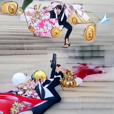 Dynamic Anime Characters in Action Scene