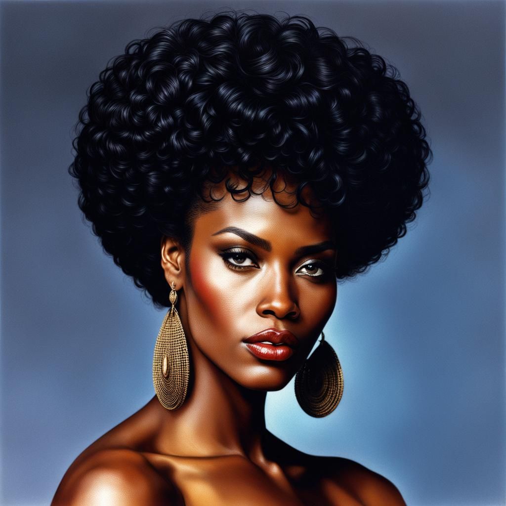 Realistic 1980s Portrait of African-American Beauty