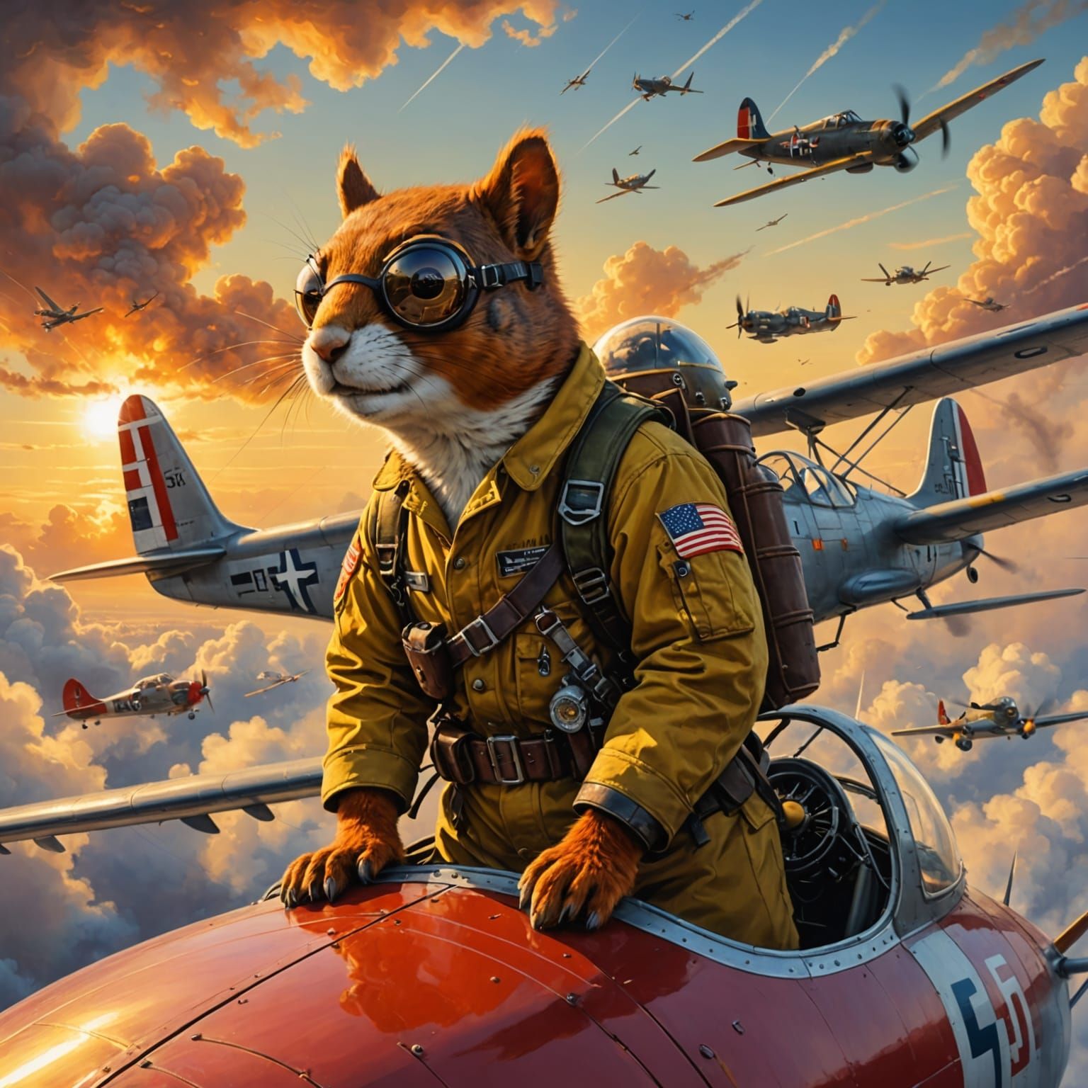 Red Squirrel Pilot in WWII Spitfire