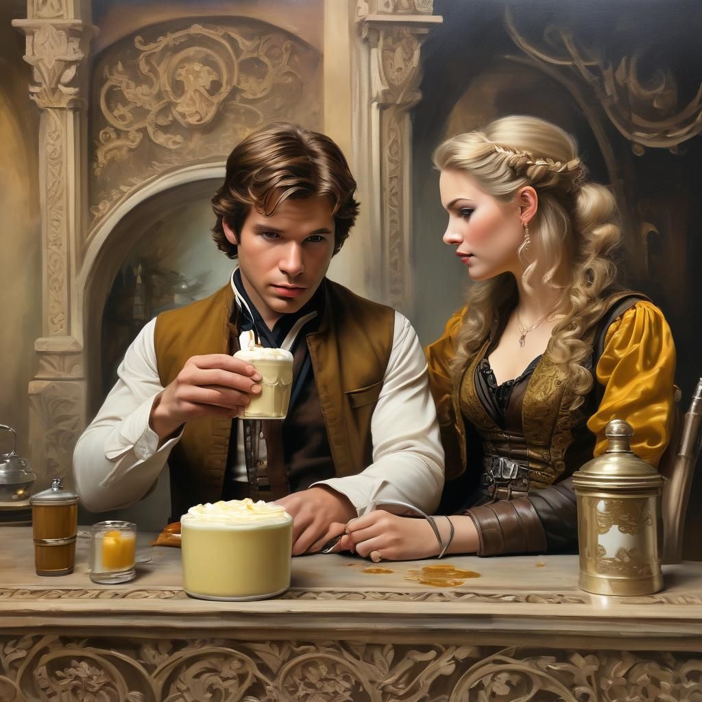 Han Solo Drinks Milkshake: Oil Painting Portrait