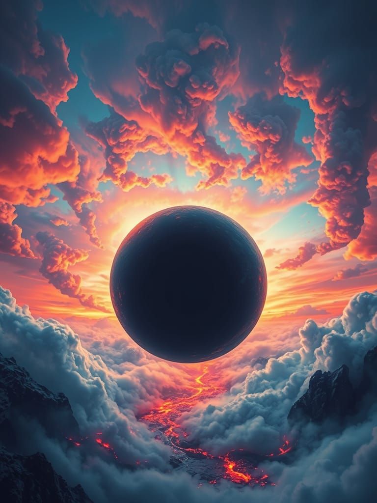 Dreamlike Portal Amidst Swirling Clouds