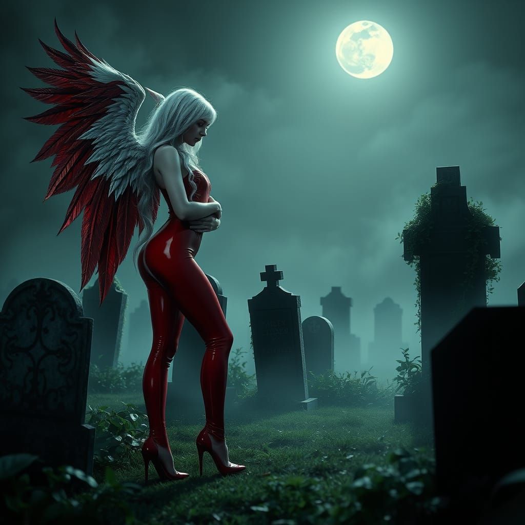 Angel in Red Latex, Guiding a Lost Soul Through a Haunting G...