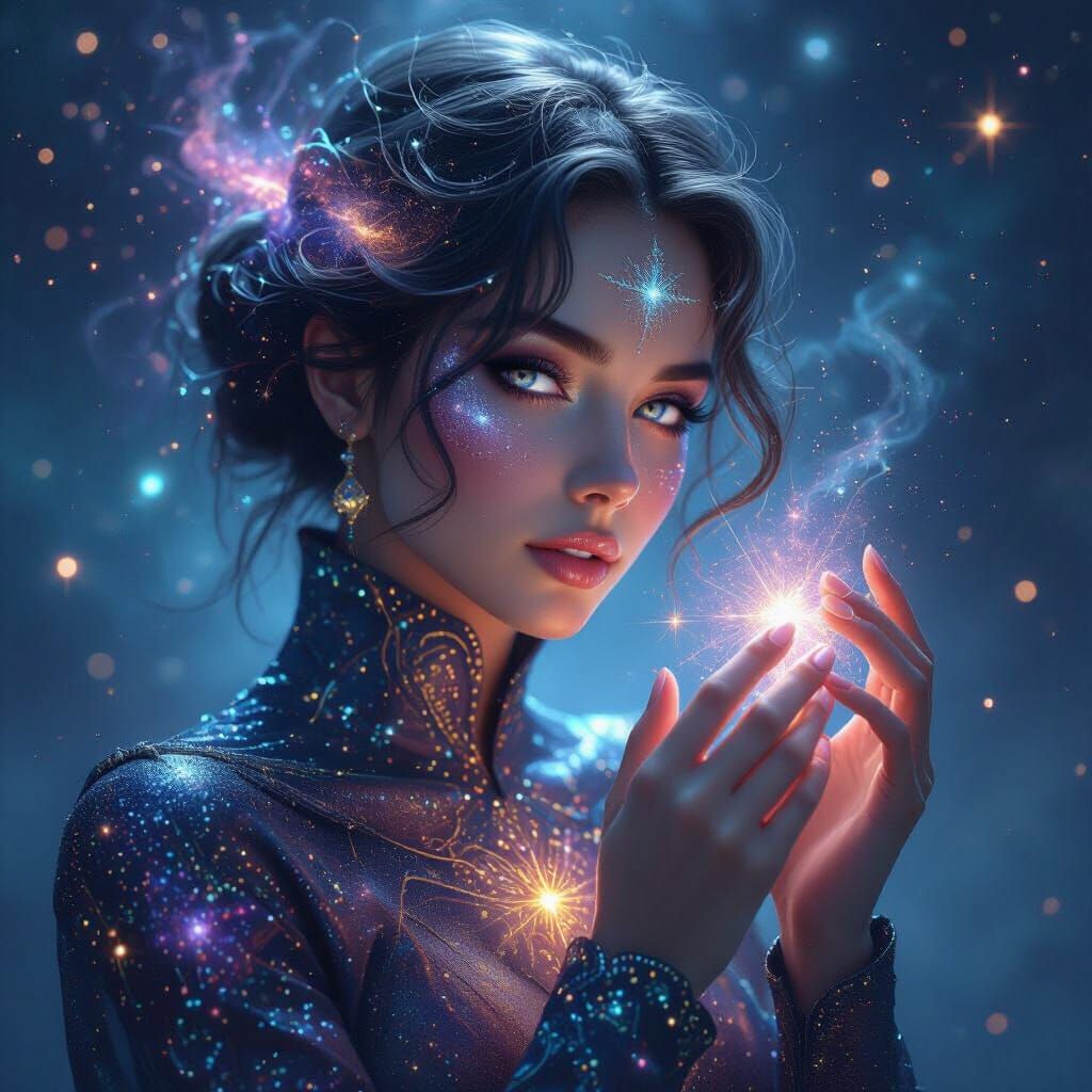 Nebula-skinned Androgyne Arranging Stardust