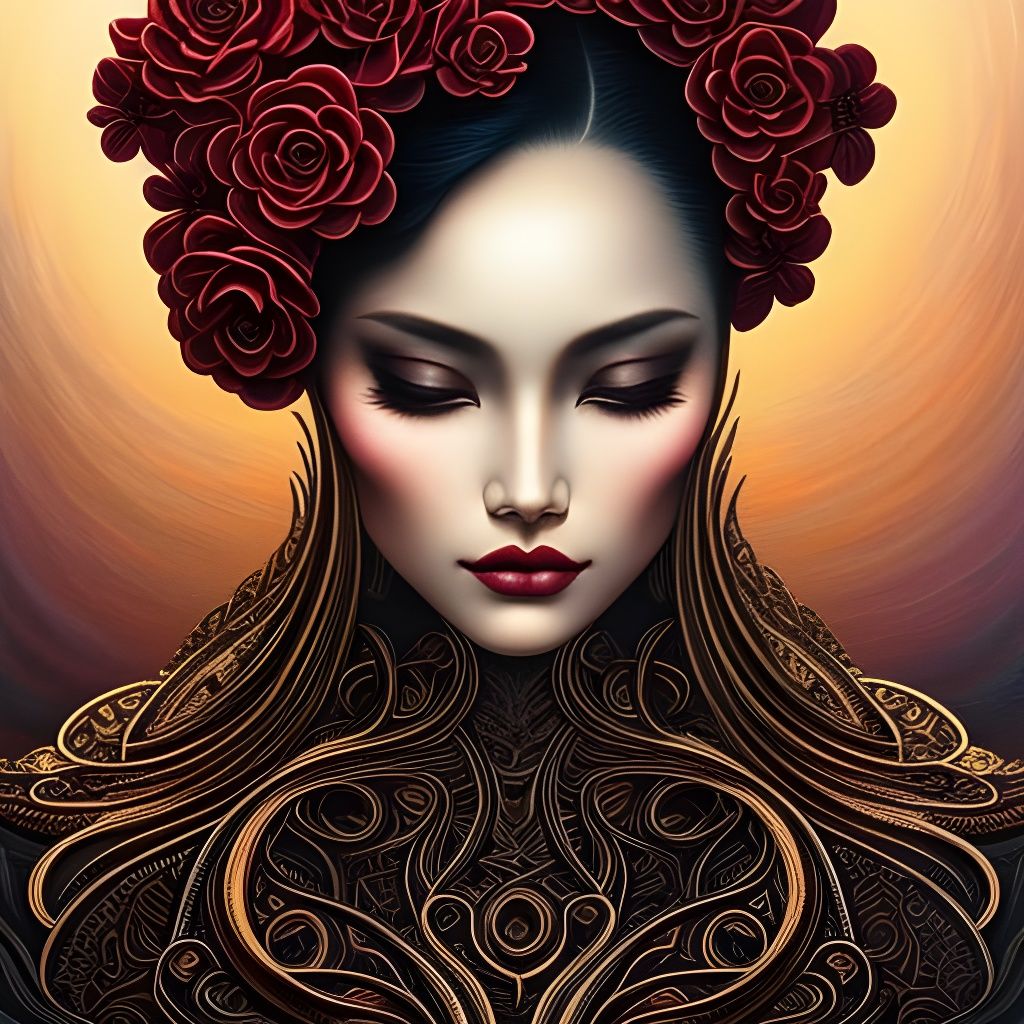 Elegant Woman with Intricate Heat Distortion Designs