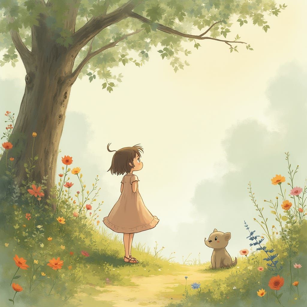 Whimsical Ghibli-Inspired Fantasy Scene