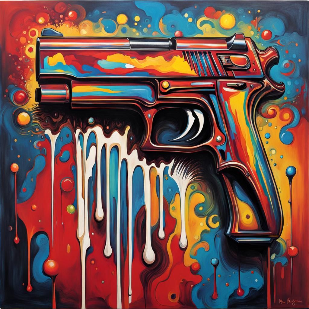 Melting Gun in Abstract Expressionist Style